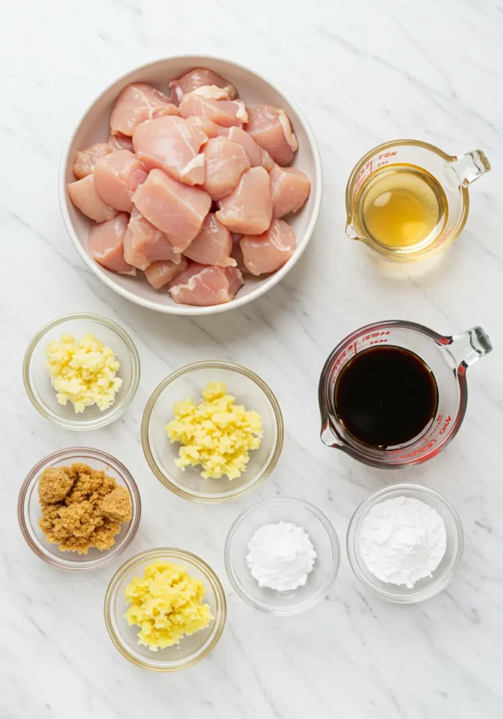 Ingredients for bourbon chicken mall style