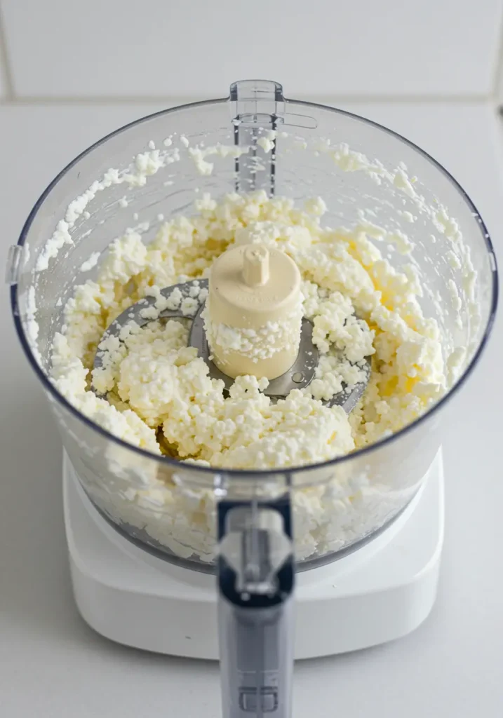 Blending cottage cheese for buffalo dip base