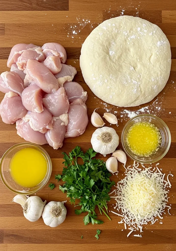garlic knots and chicken ingredients