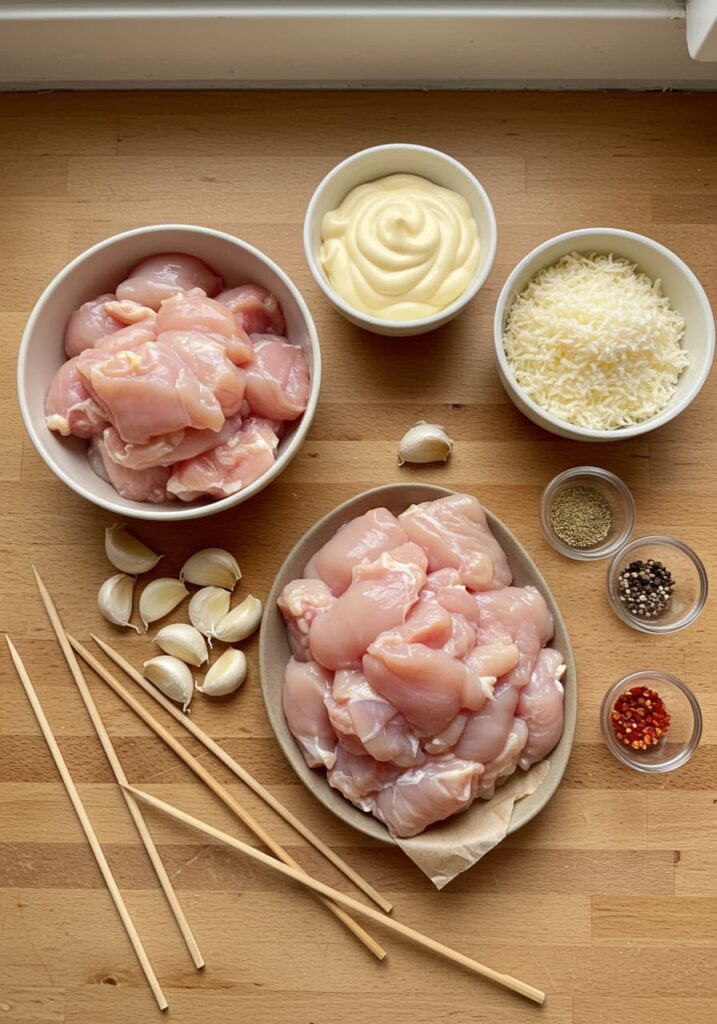 Garlic parmesan chicken skewers ingredients