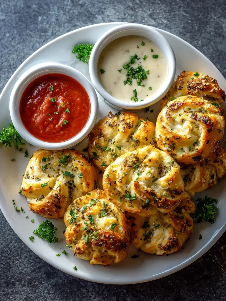 serving garlic knots and chicken