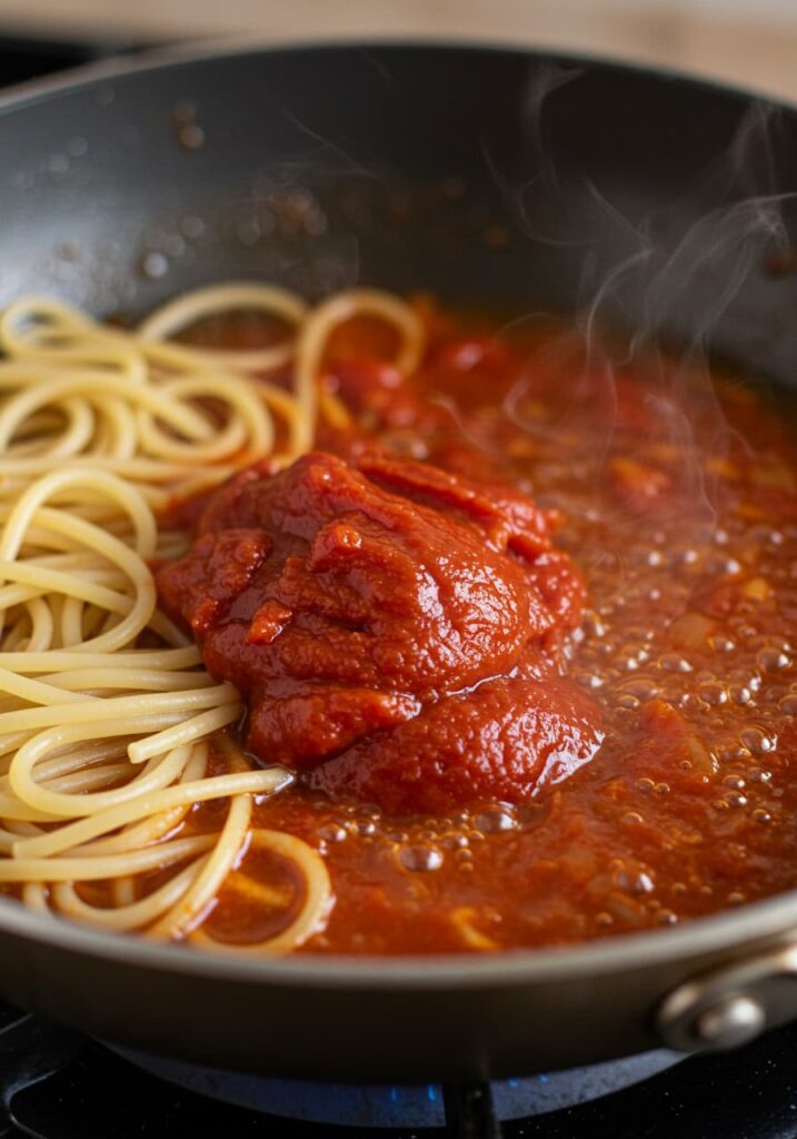 Toasting spaghetti for Assassin’s Pasta