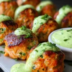 Baked Salmon Meatballs with Avocado Sauce