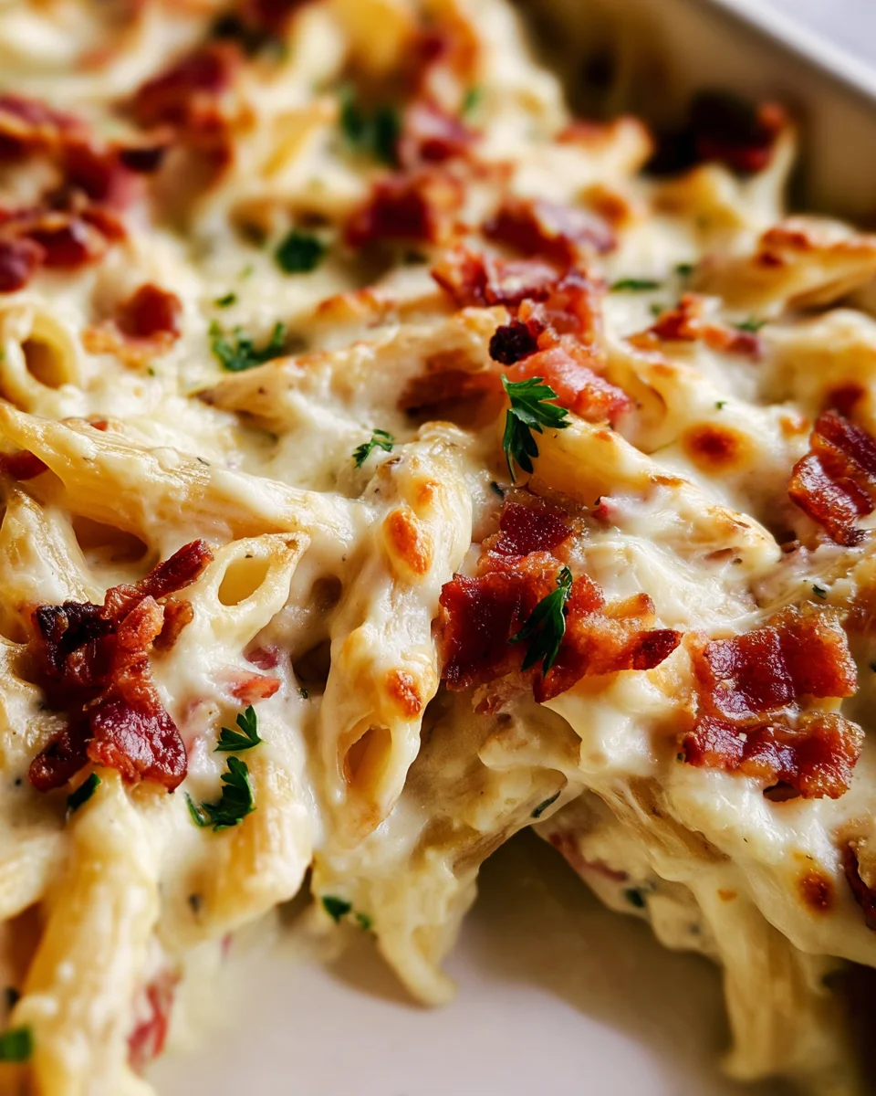 Chicken Bacon Ranch Baked Penne
