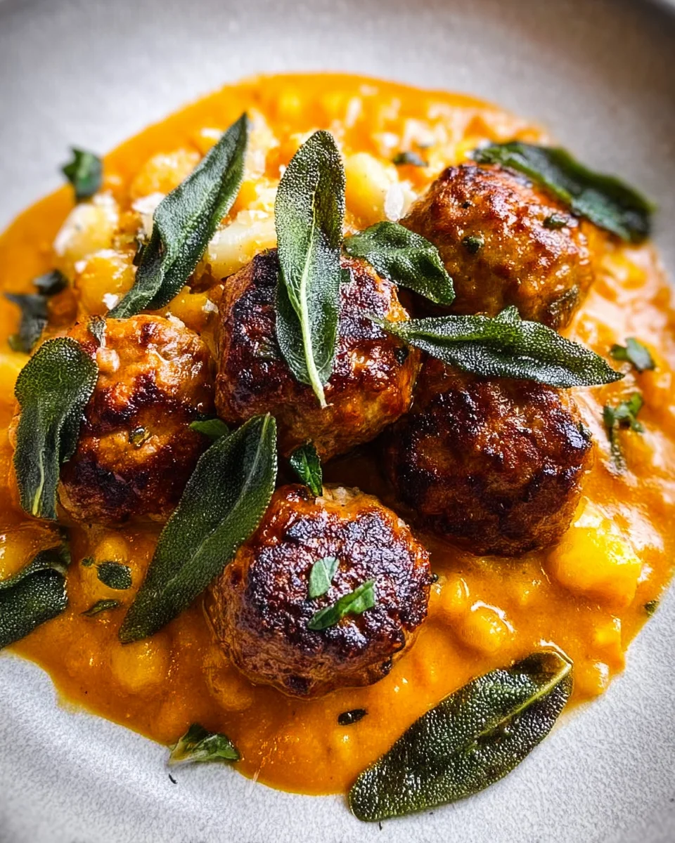 Turkey Meatballs in Pumpkin Sage Sauce