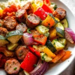 10 Minute Air Fryer Chicken Sausage and Veggies