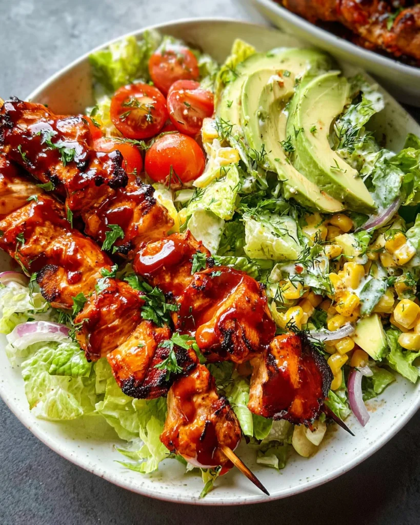 BBQ Chicken Skewer Salad