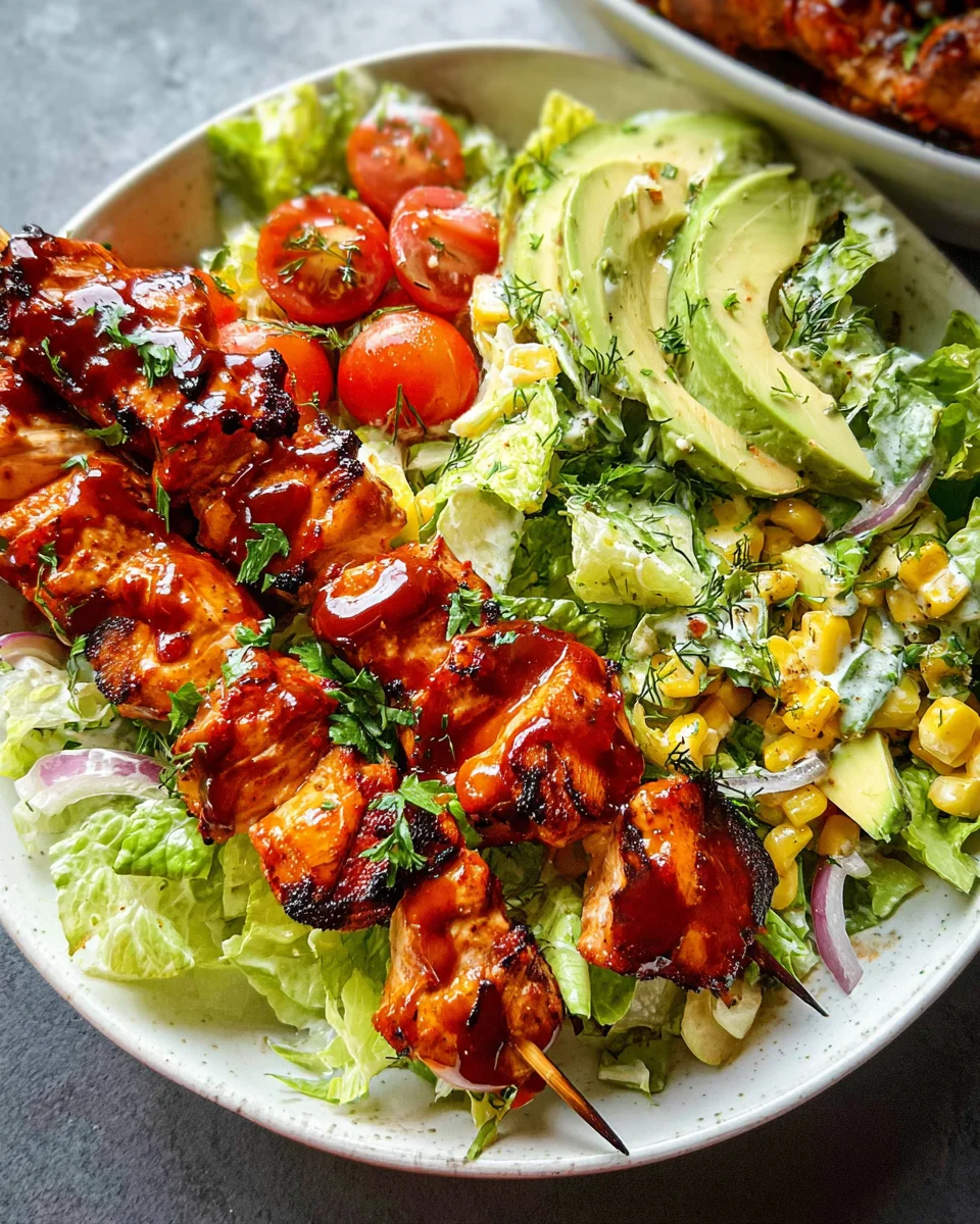 BBQ Chicken Skewer Salad