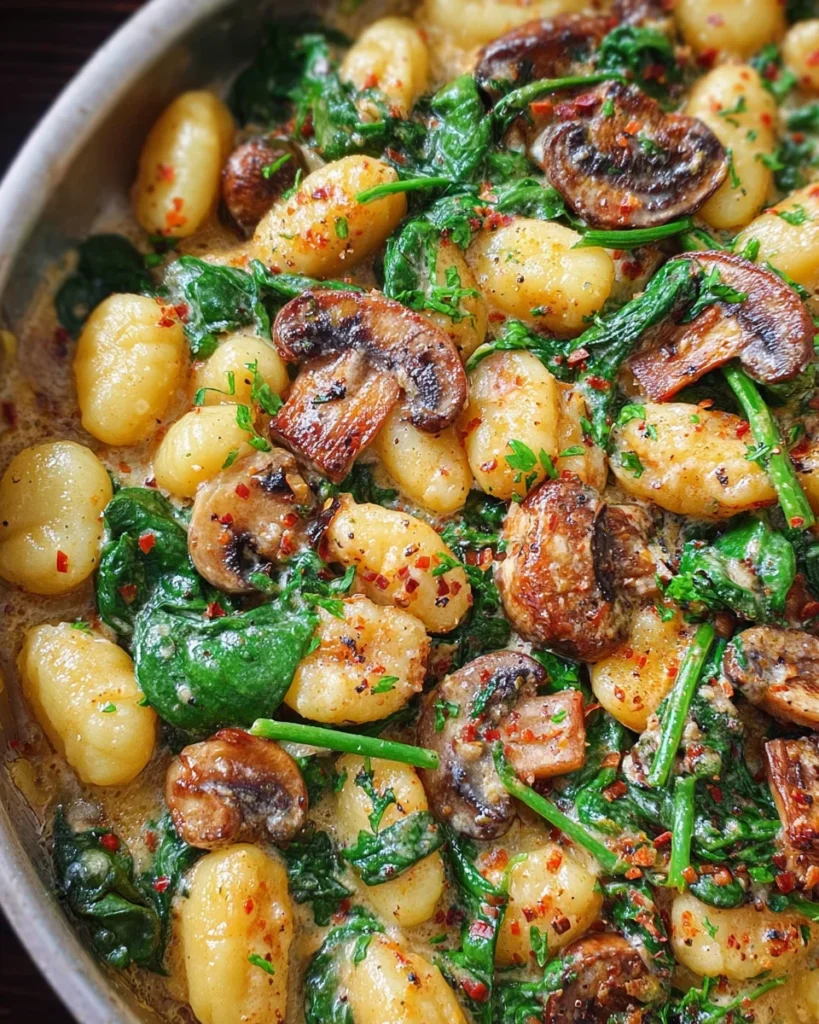 Creamy Spinach and Mushroom Gnocchi (One-Pan, 20 Minutes)