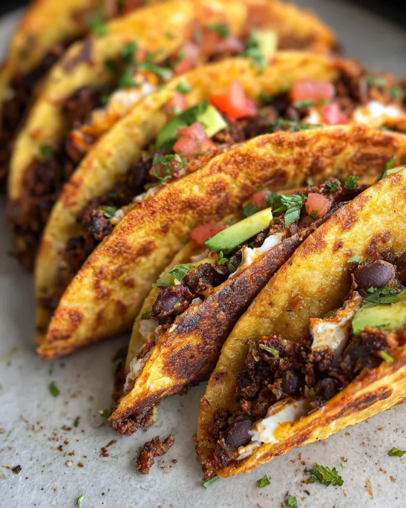 Crispy Black Bean Tacos (so easy + vegan!)