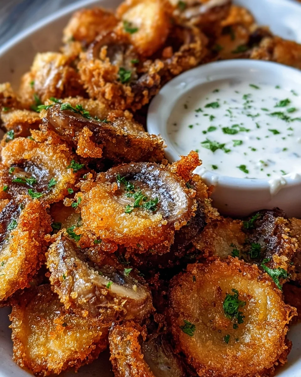 Fried Sliced Mushrooms with Ranch