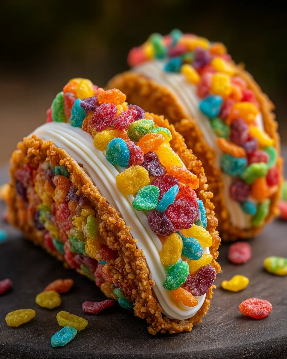Fruity Pebbles Cheesecake Tacos