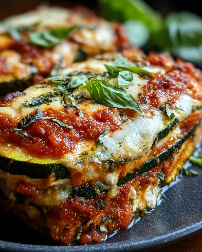 Layered Zucchini Ricotta Melts with Marinara