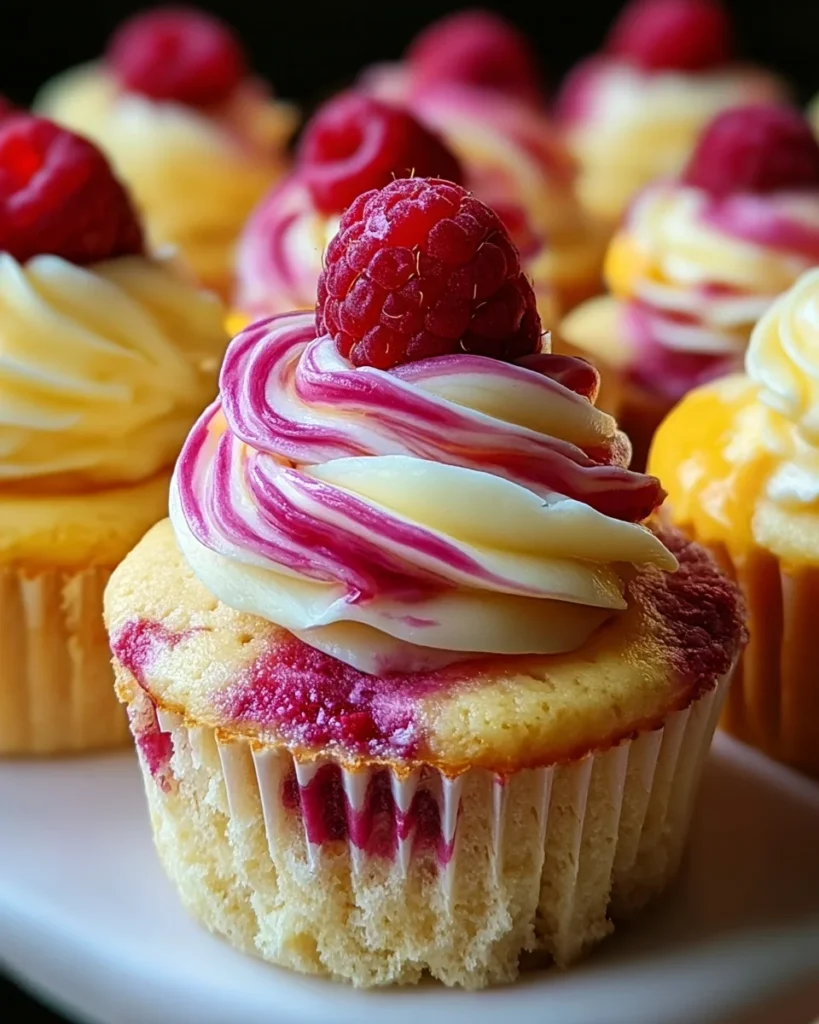 Luscious Lemon Raspberry Swirl Cupcakes