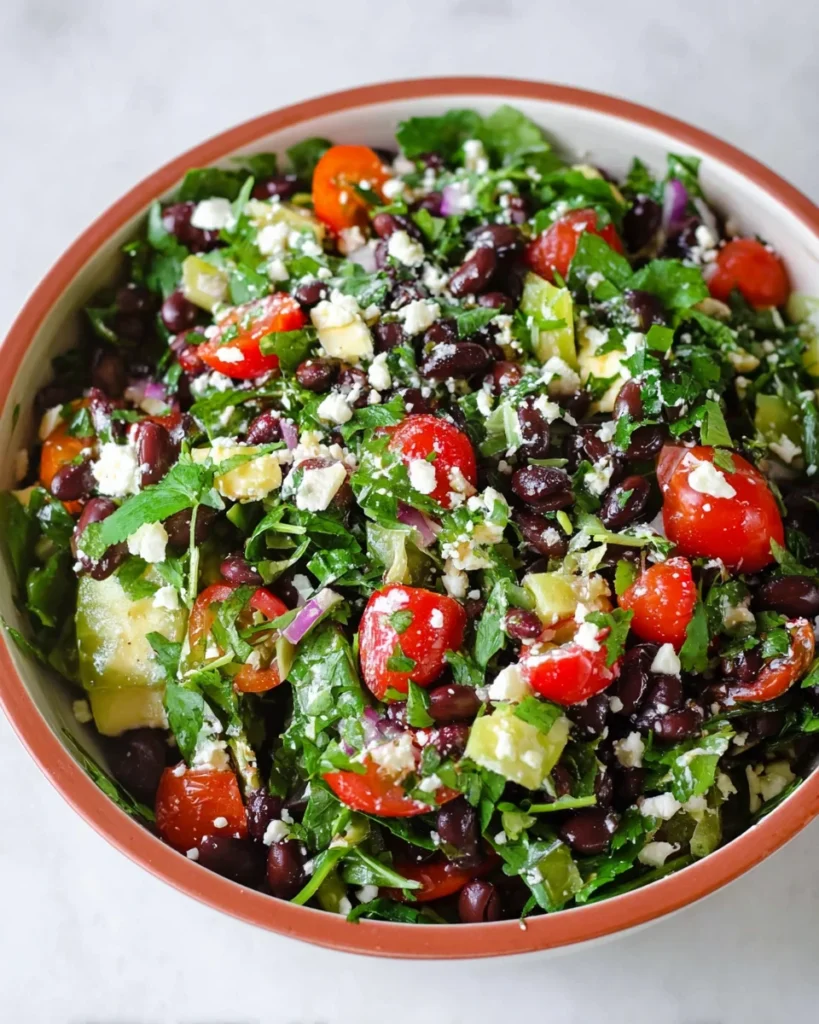 Mediterranean Black Bean Salad With Herbs & Feta