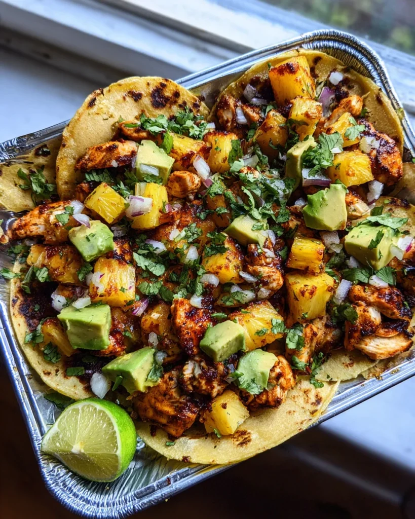 One Pan Chicken & Pineapple Tacos