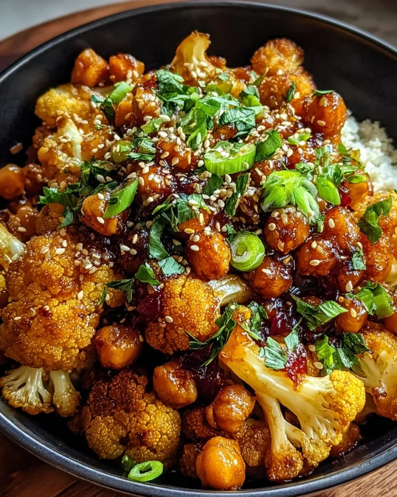 Vegan Hot Honey Cauliflower and Chickpeas Recipe