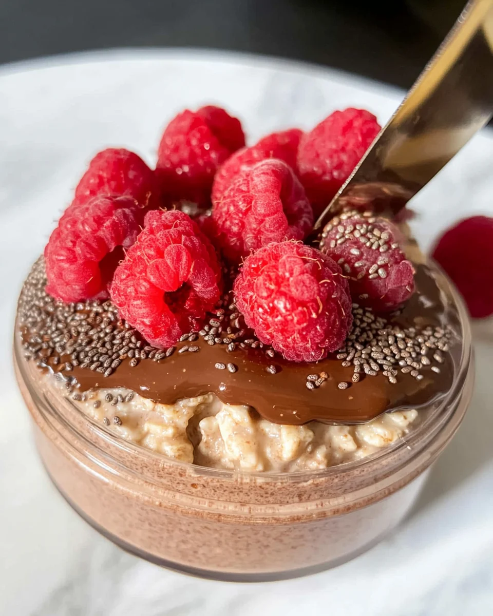 Chocolate Blended Oats with Raspberry Chia Jam