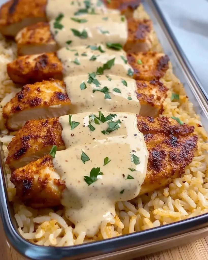 High Protein Creamy Cajun Chicken with Garlic Rice